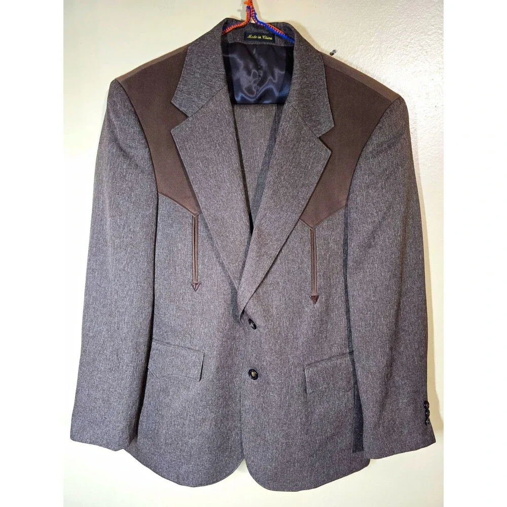 Circle S Western Suit Mens 40 Short 35x30 Brown Tweed Boise Cowboy Rockabilly